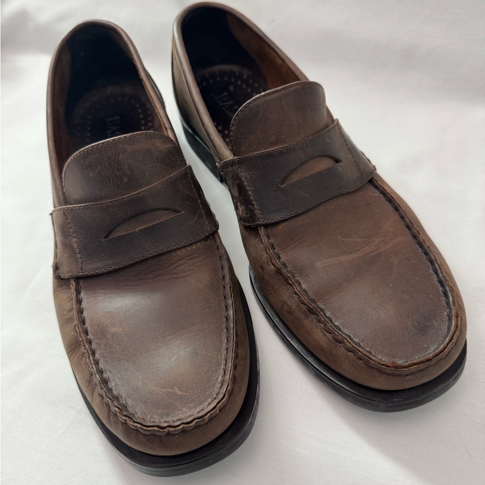 BASS Mens 9.5 Penny Loafers Brown Leather